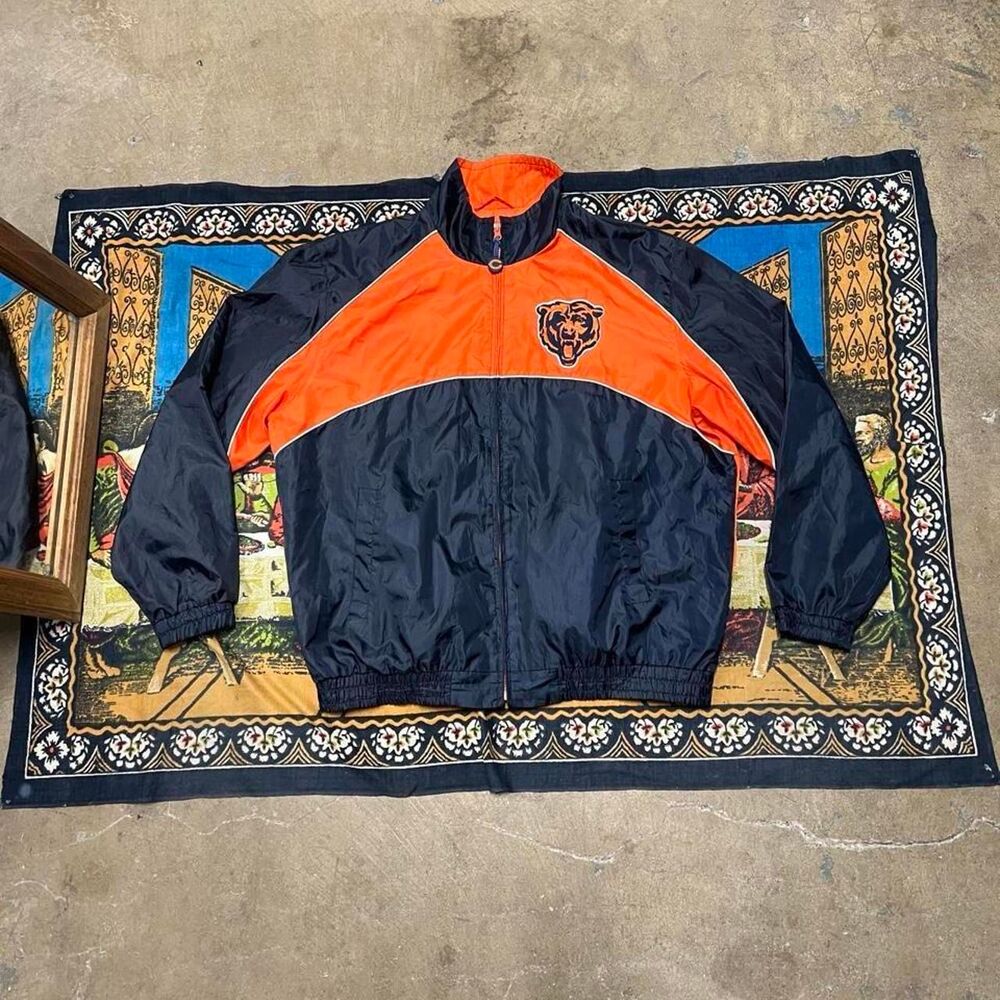 Vintage Chicago bears windbreaker jacket Size XL pullover quarter zip navy